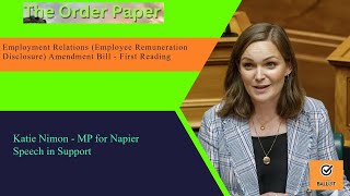 Katie Nimon on the Employment Relations Employee Remuneration Disclosure AB  First Reading [upl. by Harwell678]