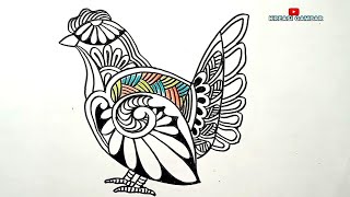 Seni Menggambar Stilasi  Gambar Ayam Stilasi [upl. by Artemus]