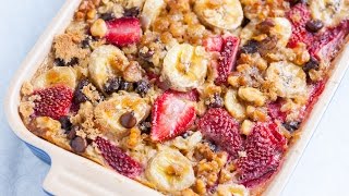 Strawberry Banana Baked Oatmeal Recipe [upl. by Heger]