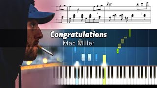 Mac Miller  Congratulations ft Bilal  Accurate Piano Tutorial with Sheet Music [upl. by Verner]