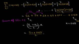 Worked example arithmetic series sigma notation Hindi [upl. by Eifos258]