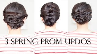 3 Easy Spring Prom Updos for Shoulder Medium Length Hair noheat [upl. by Anihsit]