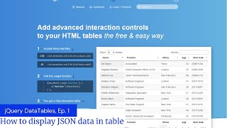 jQuery DataTables AJAX JSON example [upl. by Cl]