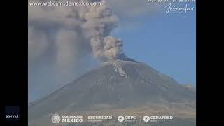 Webcam Footage Captures Popocatepetl Volcano Spewing Ash [upl. by Eillib]