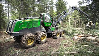 ABATTAGE FORESTIER en France  100 JOHN DEERE  PORTEUR amp ABATTEUSE  ALLIANCE [upl. by Demakis]