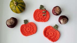 Crochet Pumpkin Applique Tutorial Kürbis Applikation Häkeln [upl. by Pears]