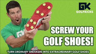 Mounting Golfkicks golf spikes on sneakers Install video [upl. by Staffan286]