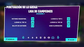 Como funciona el modo Arena Modo Liga con Divisiones  Fortnite [upl. by Arlene]