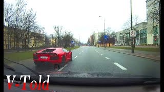 LAMBORGHINI AVENTADOR revving BMW M6  onboard Volvo S80 V8 [upl. by Adnirem122]