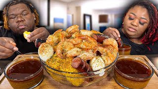 WERE BACK SEAFOOD BOIL IN A BOWL 🤤  MUKBANG EATING SHOW [upl. by Akilaz]