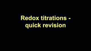 Quick Revision  Redox titrations [upl. by Chic]