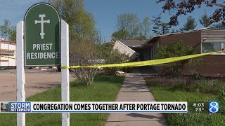 Portage congregation prays after tornado [upl. by Ekusuy]