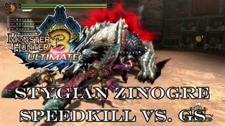 『MH3U  MH3G』Arena  Stygian Zinogre SpeedkillGreatsword 100 [upl. by Aikemot]