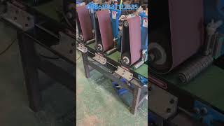 Three station head belt sanding machinehardware parts deburring iron derusting polishing machine [upl. by Eltsyrc37]