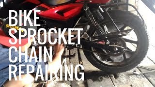 How to change or fix SPROCKET amp CHAIN in BAJAJ PULSAR 150180220CC [upl. by Nwatna754]