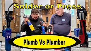 Copper Pipe Joining Pressfit vs Soldering Techniques Plumb Vs Plumber Professor Plumb TikTok [upl. by Hcardahs924]