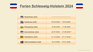 Ferien Schleswig Holstein 2024 [upl. by Eiramanel]