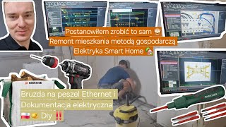 Remont mieszkania 4  Elektryka Smart Home dokumentacja elektryczna bruzda na peszel  ethernet [upl. by Loydie]