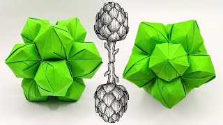 Origami ARTICHOKE kusudama 💚 How to make a paper kusudama [upl. by Mosira]