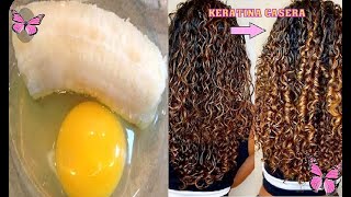 🥚🍌💞¡KERATINA CASERA una explosión de hidratación y crecimiento para tu cabello [upl. by Sari]