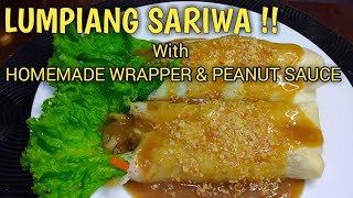 LUMPIANG SARIWA WITH HOMEMADE WRAPPER amp PEANUT SAUCE lumpiangsariwa [upl. by Fitz]