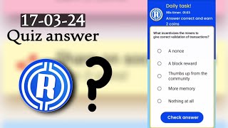 Remint network today quiz answer 17 March 2024 [upl. by Ellerrad175]