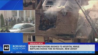 At least 4 firefighters suffer heat exhaustion at Passaic house fire [upl. by Pani]