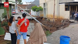 Banjir Semarang Jalan Perumahan Permata Puri Ngaliyan Ambrol [upl. by Rosner767]