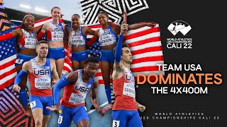 Team USA dominates the 4x400m relays  World Athletics U20 Championships Cali 2022 [upl. by Naam89]