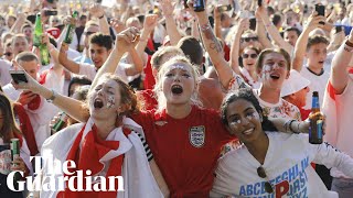 England fans in Hyde Park celebrate Kieran Trippiers goal against Croatia [upl. by Aicilehp]