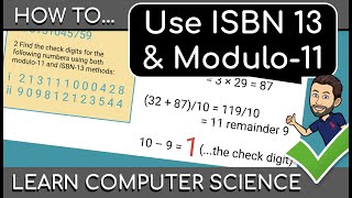 Using CHECK DIGITS  MODULO11 and ISBN13  Data Transmission in Computer Science [upl. by Congdon491]