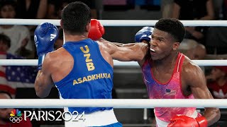 USAs Omari Jones falls to Uzbekistans Muydinkhujaev still wins boxing bronze  Paris Olympics [upl. by Adore203]