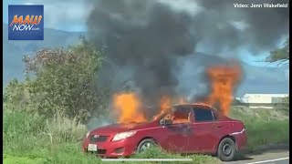 Car Fire Pulehu Road Near Hookele Safeway [upl. by Sidwell]