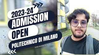 Apply in POLITECNICO DI MILANO 2024  ITALY ADMISSION 2024 [upl. by Upshaw]