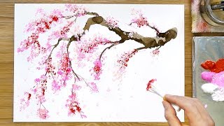 Cherry Blossom Tree Acrylic Painting Technique [upl. by Hallock208]