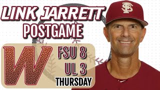 FSU Baseball  Florida State coach Link Jarrett on 83 win vs Louisville to open series  FSU [upl. by Ellezaj]