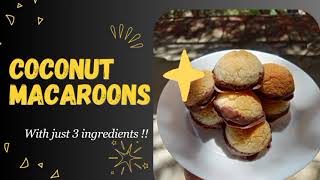 Easy Coconut Macaroons Dipped in Chocolate  3Ingredient Recipe [upl. by Pardoes]