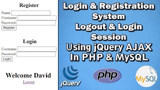 Create Login amp Registration Form Using jQuery AJAX In PHP MySQL With Logout amp Login Session [upl. by Ainala]