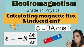 Grade 11 Electromagnetism calculations Calculating magnetic flux and induced emf [upl. by Sirak]