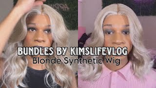 Blonde Synthetic Wig Review FT BundlesByKimsLifeVlog [upl. by Nerraw]