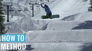 How to Method Grab on a Snowboard  Regular Methods Trick Tip [upl. by Birdella]