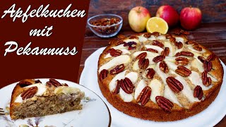 Apfelkuchen mit Pekannuss  herbstlicher Nusskuchen  schnell amp einfach [upl. by Esinereb]