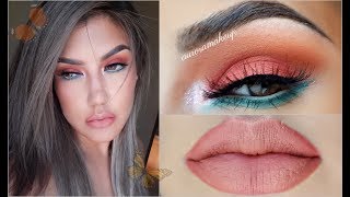 Maquillaje CORAL y AQUA 🏵️💦 Sorteo internacional  makeup tutorial  auroramakeup [upl. by Sladen]