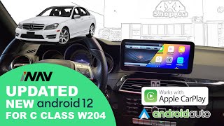 INFOTAINMENT INAV Android 12 screen Mercedes Benz C Class W204 NTG4547 Apple CarPlay Android Auto [upl. by Ellenaj803]