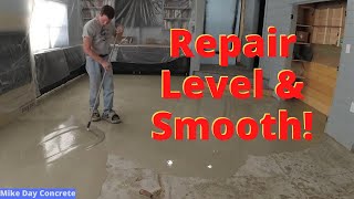 Amazing Self Leveling Concrete Overlay Fixing a badly damaged concrete floor [upl. by Lani]