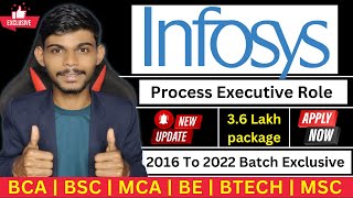 Infosys OffCampus Drive 2022  Good Package With Process Executive Role  Any Degree [upl. by Cirek]