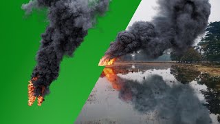 green screen video  MASSIVE Fire and Smoke Plumes  smoke green screen effect [upl. by Hu]