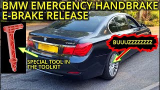 BMW ELECTRONIC HANDBRAKE  EBRAKE EMERGENCY RELEASE [upl. by Oirretno]