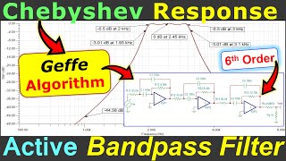 Chebyshev Response Bandpass Filter Design ☀️ Geffes Algorithm ⭐ Multiple Feedback OpAmp Circuit [upl. by Nnayllehs]