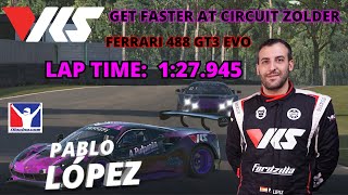 Ferrari 488 GT3 EVO  Circuit Zolder Tutorial  Pablo Lopez on iRacing [upl. by Ahsets642]